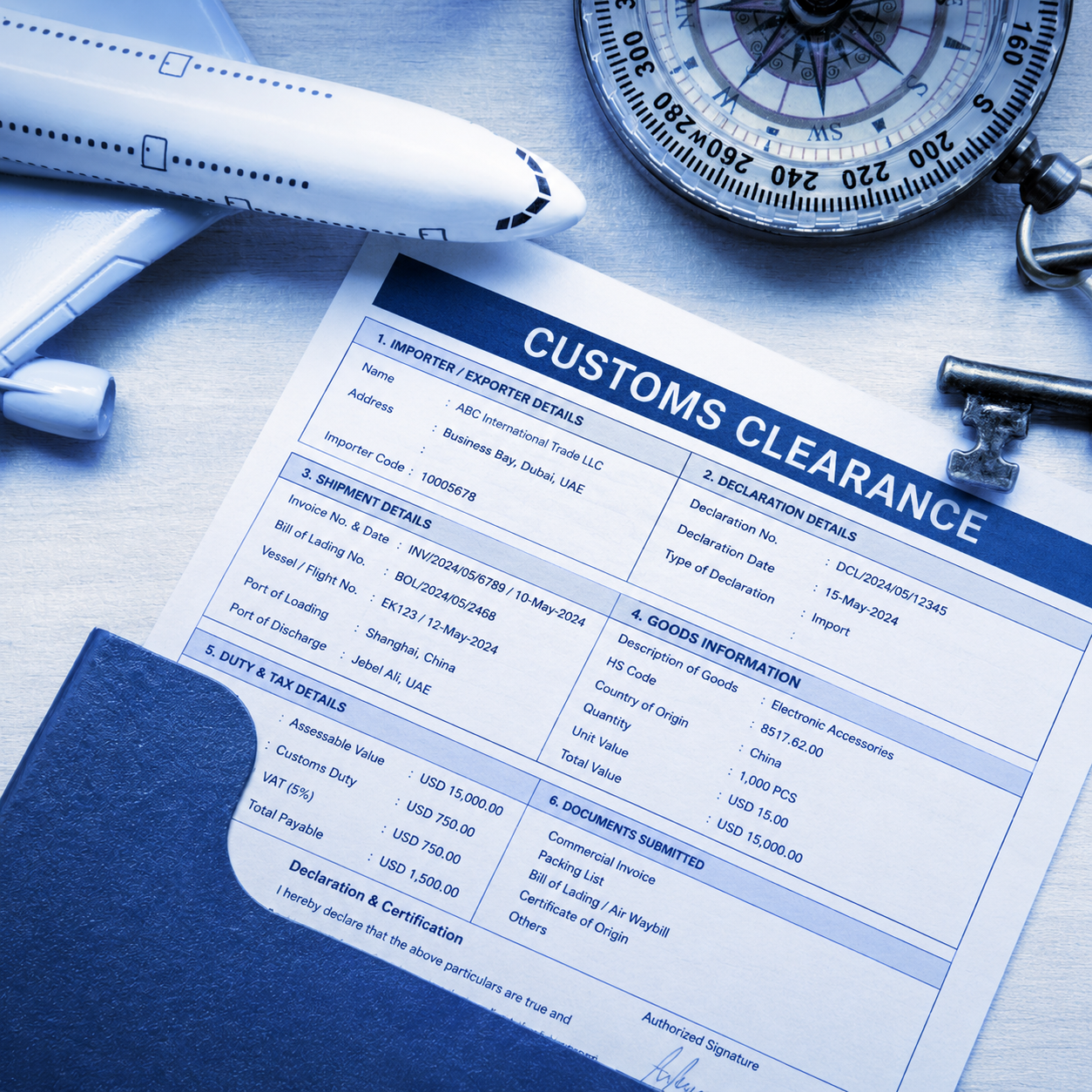 Customs clearance software showing declaration management and customs documentation